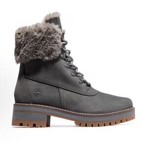 TIMBERLAND Women's 6.5 COURMAYEUR VALLEY 6IN Faux Fur WP Boot GRAY TB0AJGMG77